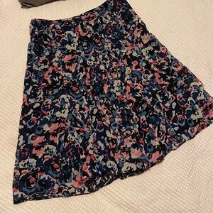 Talbots Floral A-Line Skirt in Blue and Pink
